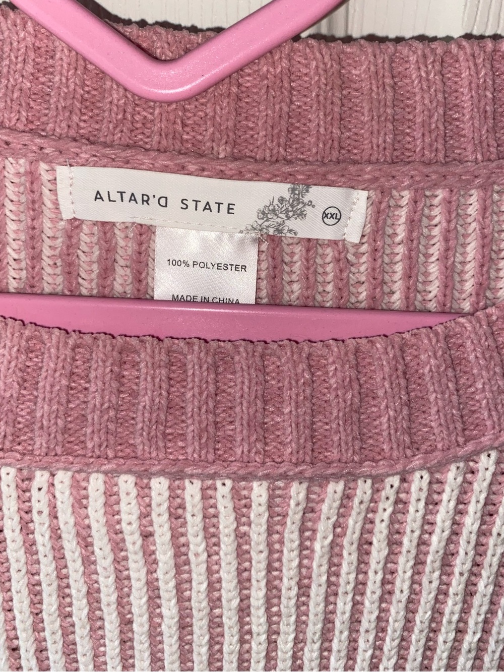 Altar'd State Two-Tone Pink Ribbed Drop-Shoulder Sweater - Picture 3 of 5